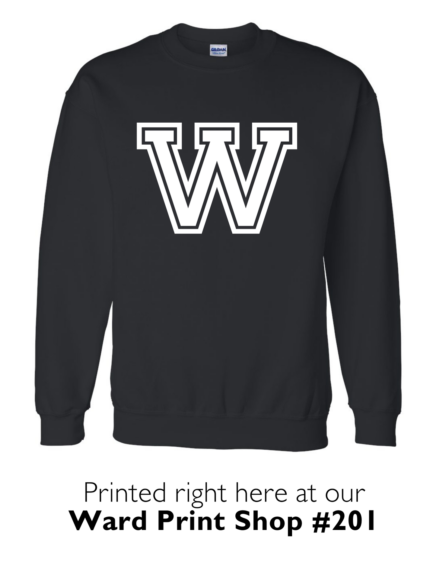 "W" Black Crewneck Sweatshirt